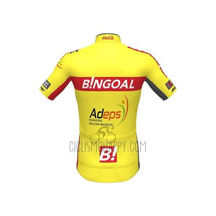 Wallonie Bruxelles Cycling Jersey Bib Short 2020 Men Short Sleeve Yellow Red